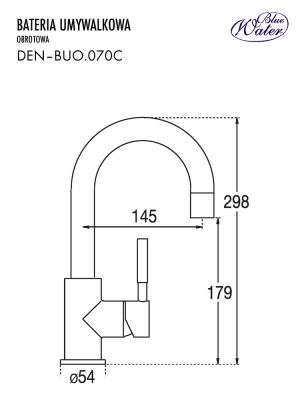 DEN-BUO.070С Поворотный смеситель для умывальника 