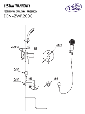 DEN-ZWP.200C Душевой комплект для ванны